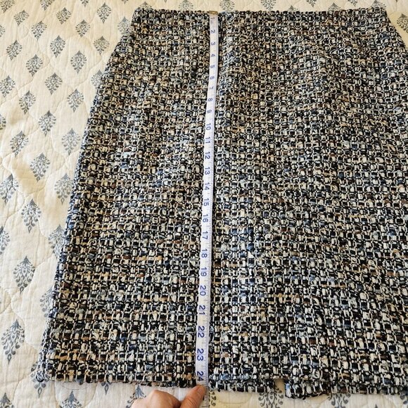 Talbots Women’s Size 14 Tweed Wool Blend Pencil Skirt Blue Black Lined Career - Picture 9 of 14